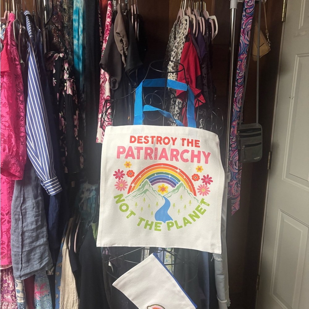 Colorful Tote Bag and Pouch Set DESTROY THE PATRIARCHY - Picture 2 of 2